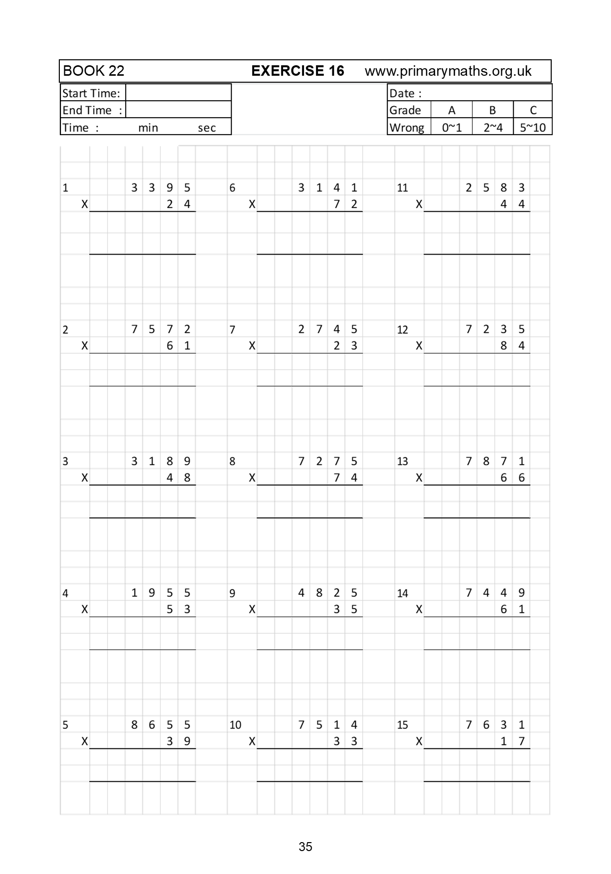 Multiplication Column Method Worksheet